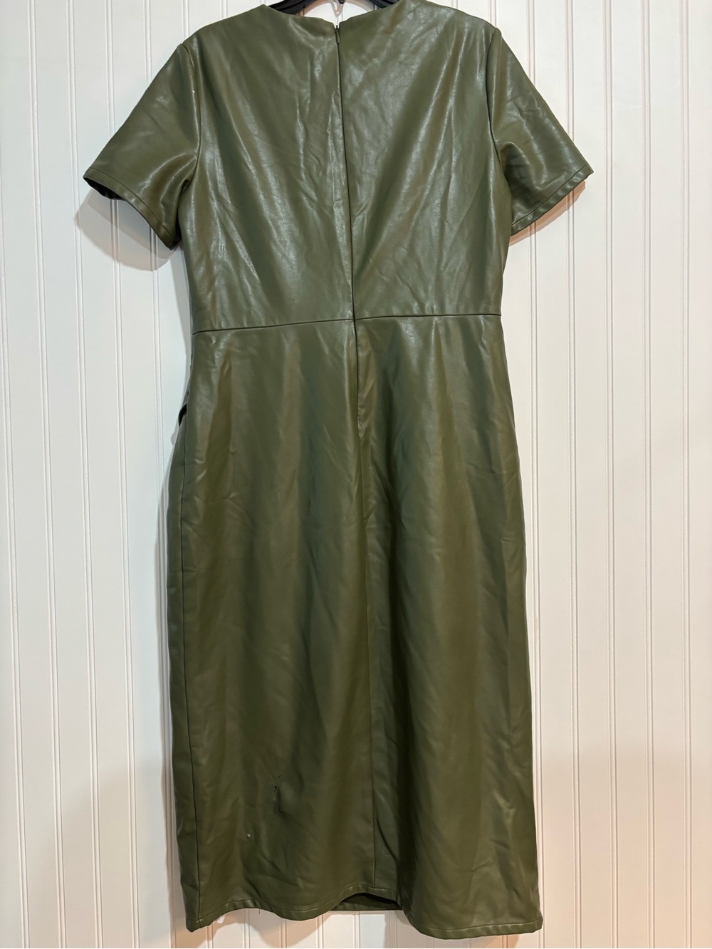 Shakuhachi Olive Faux Leather Twist-Waist Midi Dress - Picture 6 of 8
